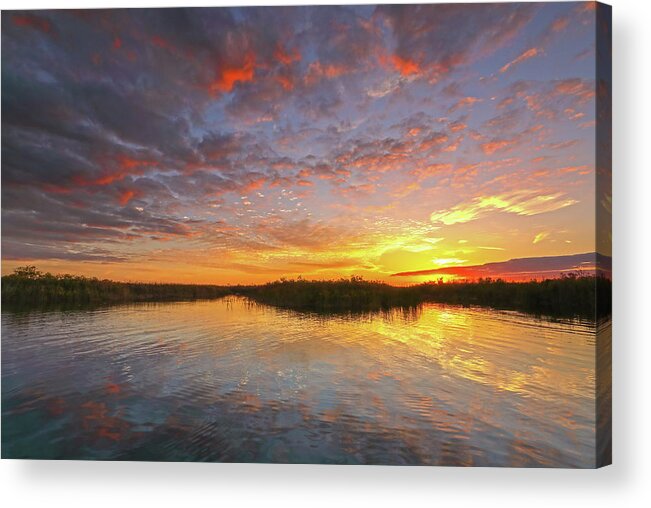 Florida Acrylic Print featuring the photograph Sunset at Loxahatchee National Wildlife Refuge near Florida Boyton Beach by Juergen Roth