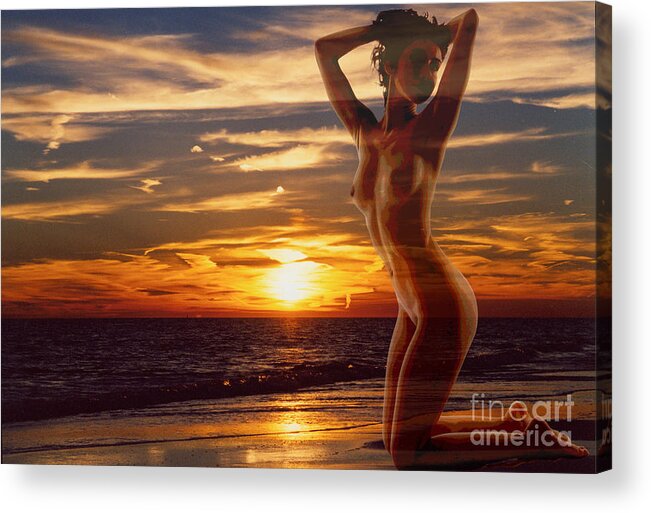 Nude Acrylic Print featuring the digital art Sunset Dreams by Jack Ader