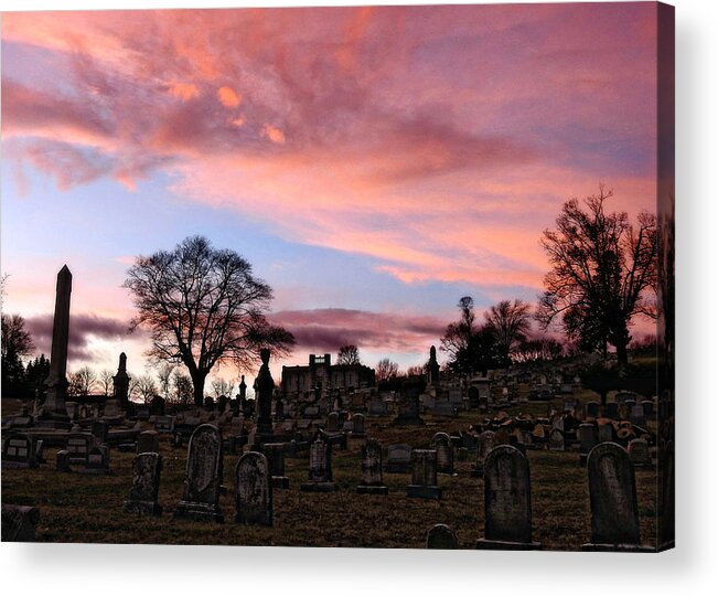 Sunset Graveyard Acrylic Print featuring the photograph Sunset Graveyard by Dark Whimsy