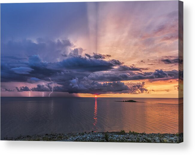Lightning Acrylic Print featuring the photograph Sunset Lightning by Justin Battles