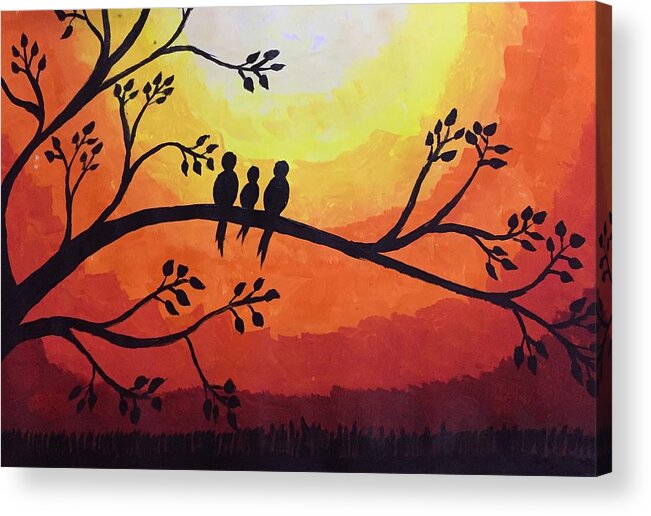 Acrylic Painting-Acrylic sunset Painting by Priyanka Rastogi - Fine Art  America