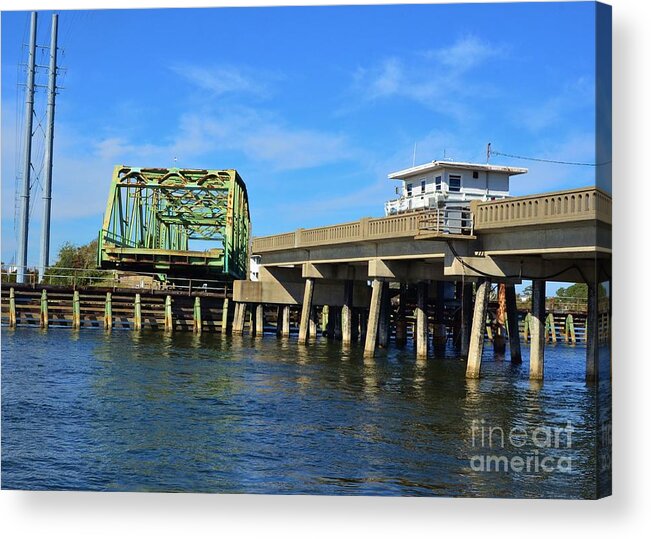 Water Way Acrylic Print featuring the photograph Surf City Bridge by Bob Sample