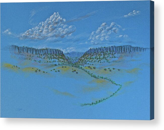 Colored Pencil Acrylic Print featuring the drawing Table Lands by Michele Myers
