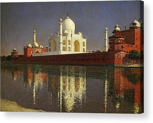 Taj Mahal Mausoleum Acrylic Print featuring the painting Taj Mahal Mausoleum. Agra by Vasily Vereshchagin