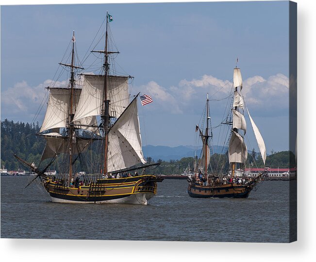 Astoria Acrylic Print featuring the photograph Tall Ships Square Off by Robert Potts