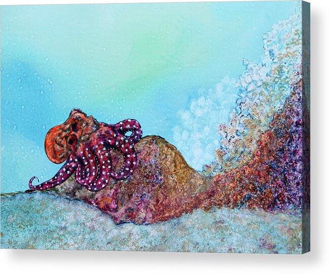 Octopus Acrylic Print featuring the painting Tar Gel Octo Too by Patricia Beebe