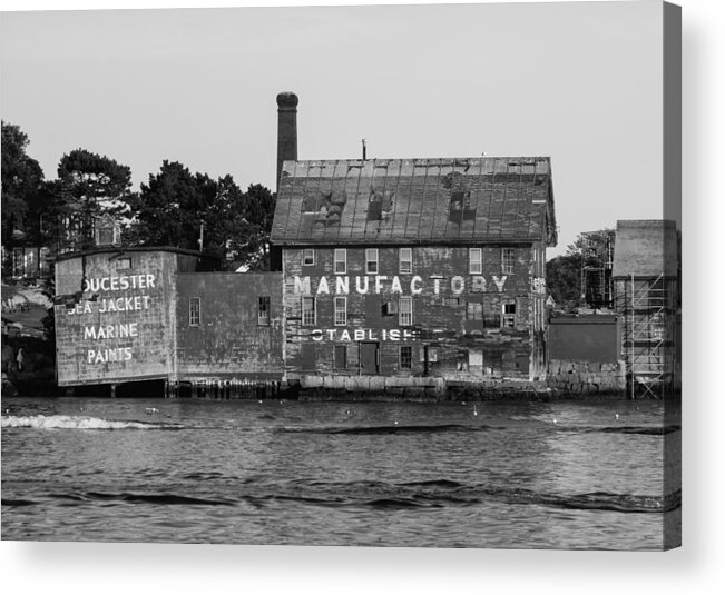 Tarr Acrylic Print featuring the photograph Tarr And Wonson Paint Manufactory in Black and White by Brian MacLean