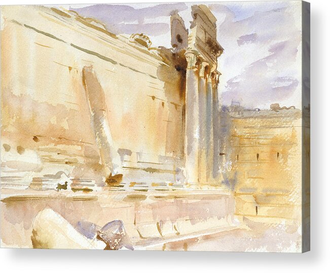 19h Century Art Acrylic Print featuring the drawing Temple of Bacchus, Baalbek by John Singer Sargent