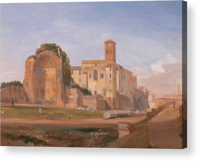 English Art Acrylic Print featuring the painting Temple of Venus and Rome, Rome by Edward Lear