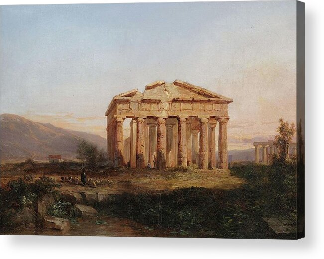 Temple Acrylic Print featuring the painting Temples of Paestum by Jules Louis Philippe Coignet