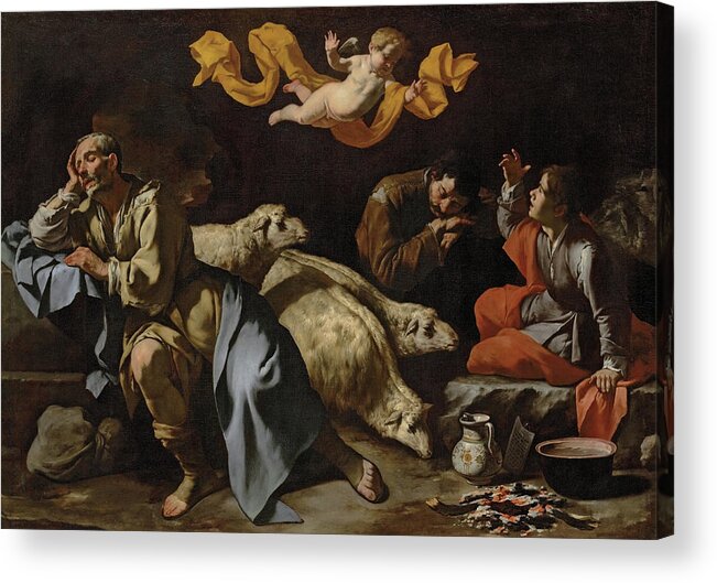 Annunciation Acrylic Print featuring the painting The Annunciation to the Shepherds by Master of the Annunciation to the Shepherds