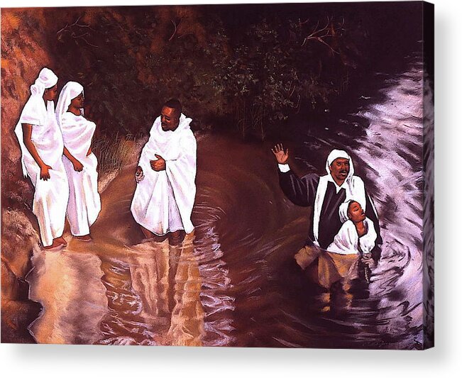 Baptist Acrylic Print featuring the pastel The Baptism by Curtis James