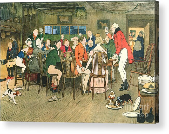 Christmas Acrylic Print featuring the painting The Christmas Dinner at the Inn by Cecil Charles Windsor Aldin