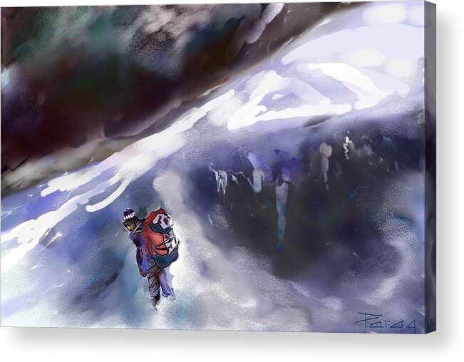 Tinchinkhang Acrylic Print featuring the digital art The crevasse bridge by Parag Pendharkar