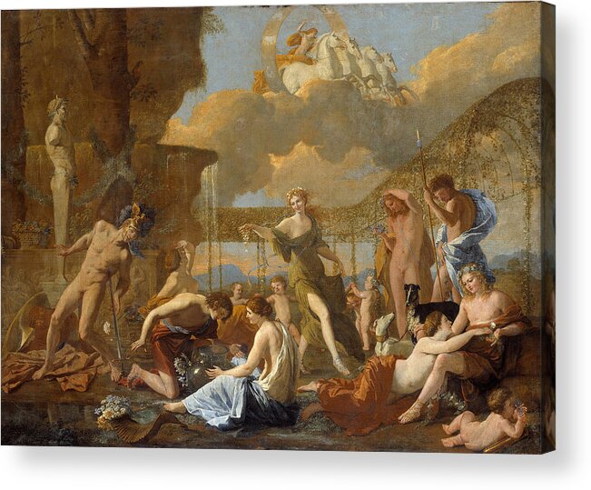 Nicolas Poussin Acrylic Print featuring the painting The Empire of Flora by Nicolas Poussin