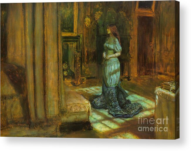 John Everett Millais - The Eve Of St Agnes 1863 Acrylic Print featuring the painting The Eve of St Agnes by MotionAge Designs