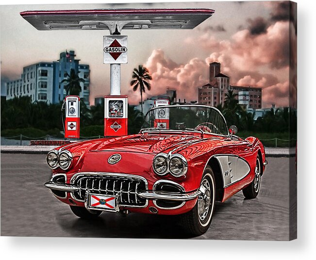 Corvette Acrylic Print featuring the photograph The Little Red by Joachim G Pinkawa
