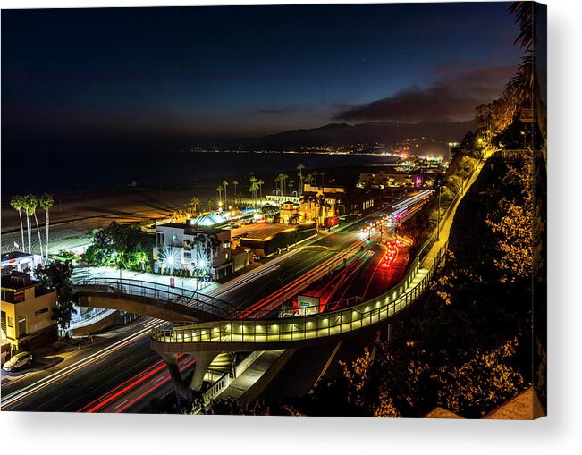 Night Acrylic Print featuring the photograph The New P C H Overpass - Night by Gene Parks