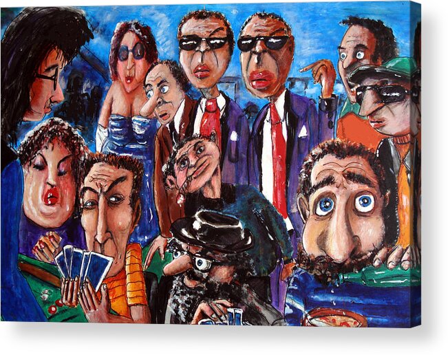 Poker Acrylic Print featuring the painting The Players by Chris Benice