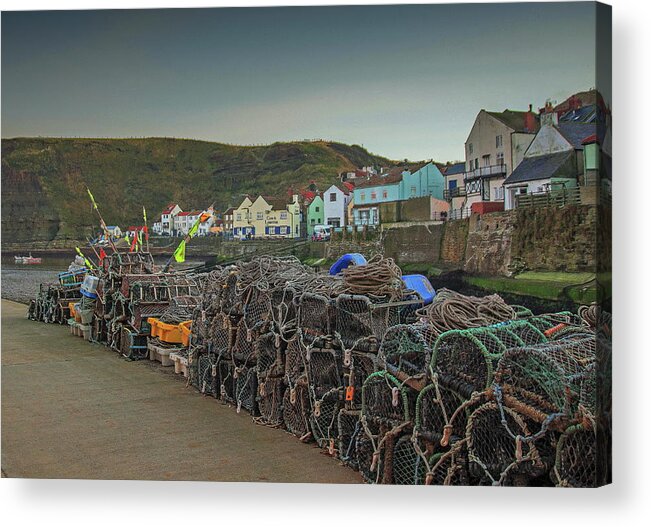 Crab Pots Acrylic Print featuring the photograph The Quay at Staithes by Jeff Townsend
