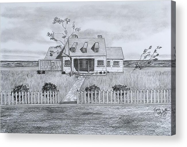 Sea Captain Acrylic Print featuring the drawing The Sea Captains House by Tony Clark