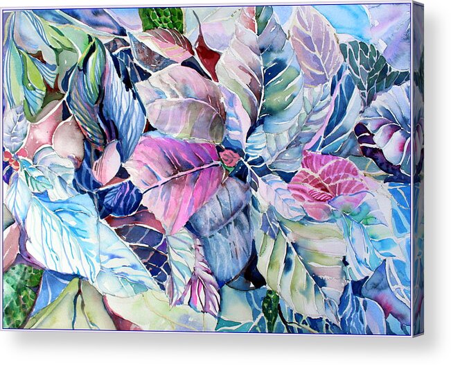 Poinsettia Acrylic Print featuring the painting The Touch of Silence by Mindy Newman