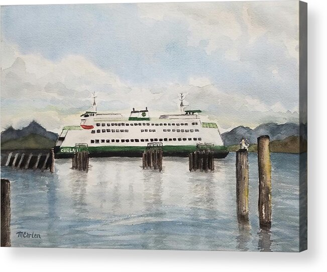 Ferry Acrylic Print featuring the painting The Way to Whidbey Island by M Carlen