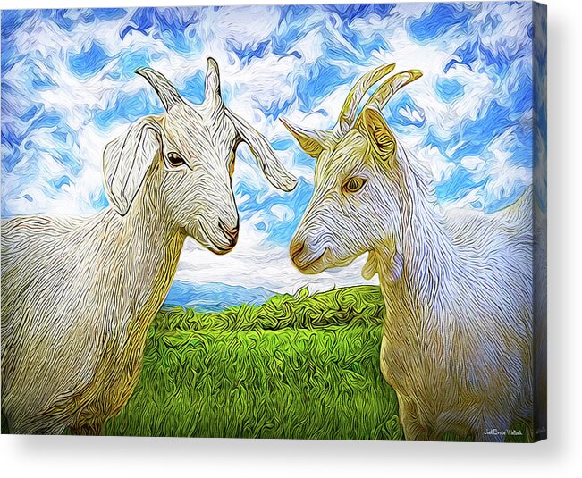 Joelbrucewallach Acrylic Print featuring the digital art The Whispers Of Goats by Joel Bruce Wallach