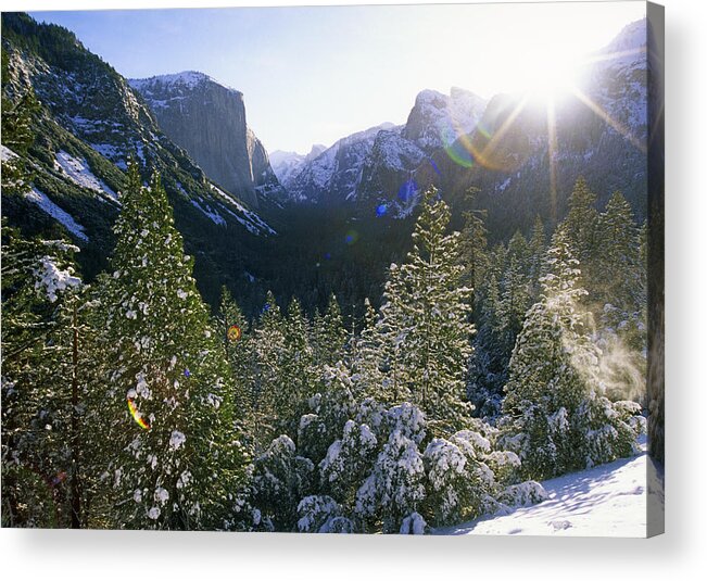 Winter Acrylic Print featuring the photograph The Yosemite Valley in winter by Gary Corbett