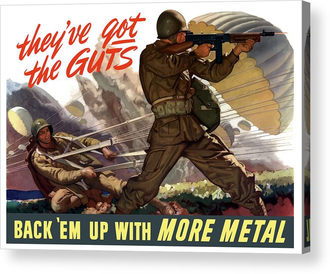 Airborne Acrylic Print featuring the painting They've Got The Guts by War Is Hell Store