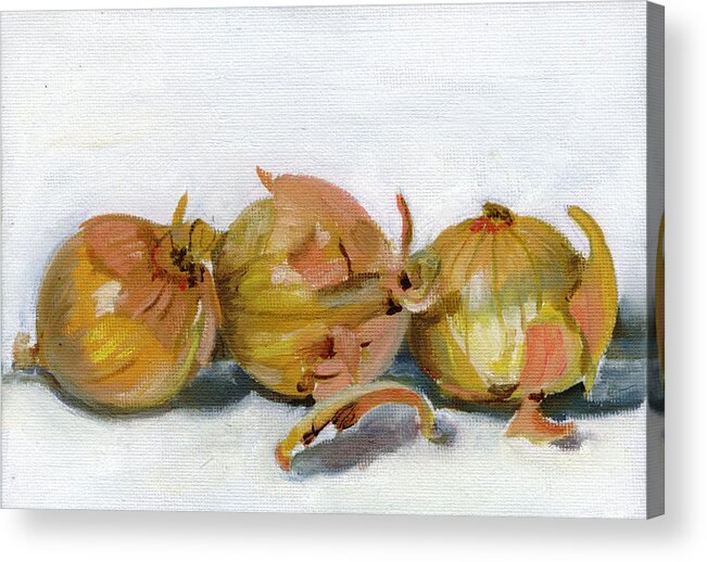 Food Acrylic Print featuring the painting Three Onions by Sarah Lynch