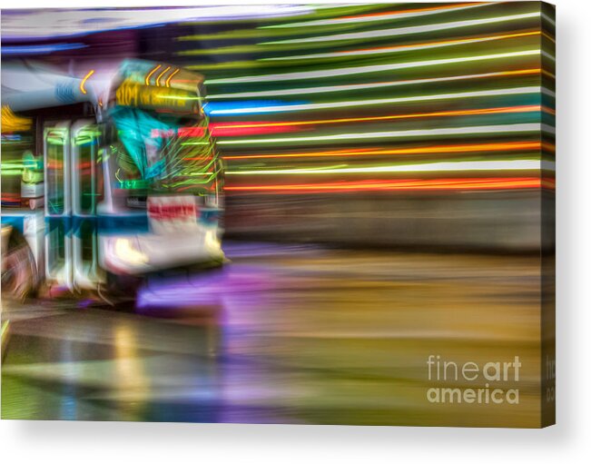 Clarence Holmes Acrylic Print featuring the photograph Times Square Bus by Clarence Holmes