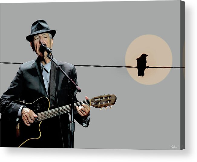 Leonard Cohen Acrylic Print featuring the digital art To Be Free by Mal Bray