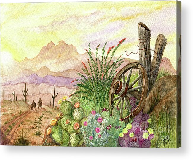 Sunrise Acrylic Print featuring the painting Trail At Sunrise by Marilyn Smith