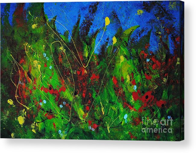 Abstract Acrylic Print featuring the painting Tropical garden by Chani Demuijlder