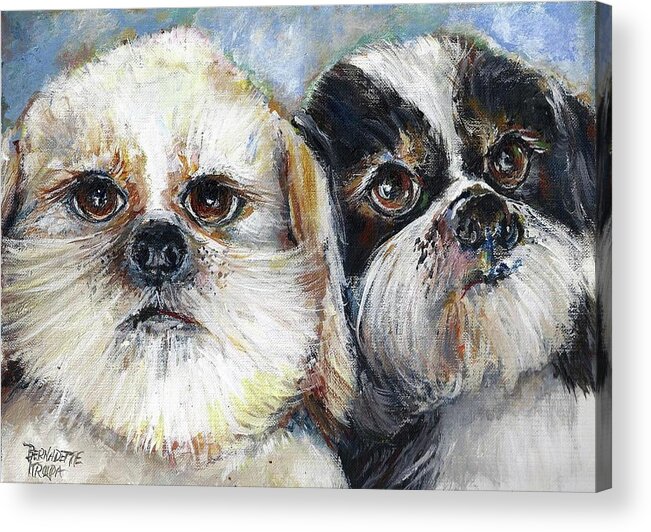 Trouble Acrylic Print featuring the painting Trouble and Lexi by Bernadette Krupa