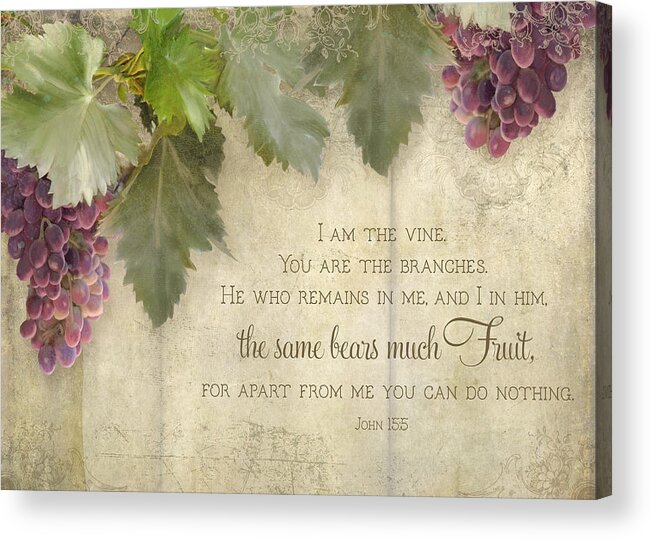 Tuscan Acrylic Print featuring the painting Tuscan Vineyard - Rustic Wood Fence Scripture by Audrey Jeanne Roberts