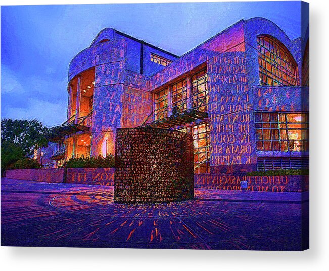 University Of Houston Acrylic Print featuring the mixed media U of H Colors by DJ Fessenden