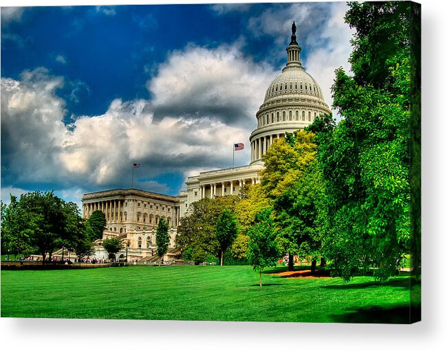  Hdr Acrylic Print featuring the photograph United States Capital House Side by Don Lovett