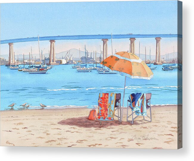 Vacation Acrylic Print featuring the painting Vacation in Coronado California by Mary Helmreich