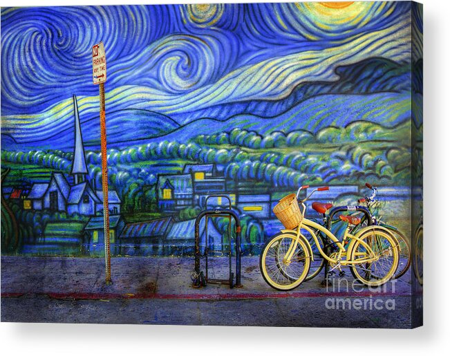 Venice Beach Acrylic Print featuring the photograph Van Gogh's Yellow and Green Bicycles by Craig J Satterlee