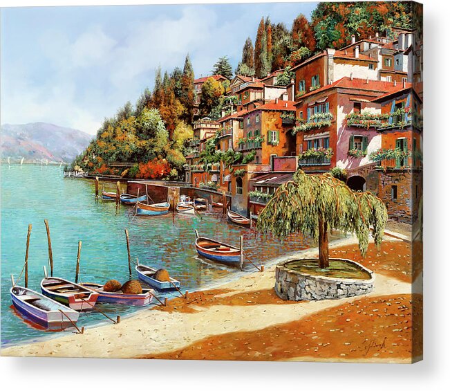 Lake Como Acrylic Print featuring the painting Varenna sul lago di como by Guido Borelli