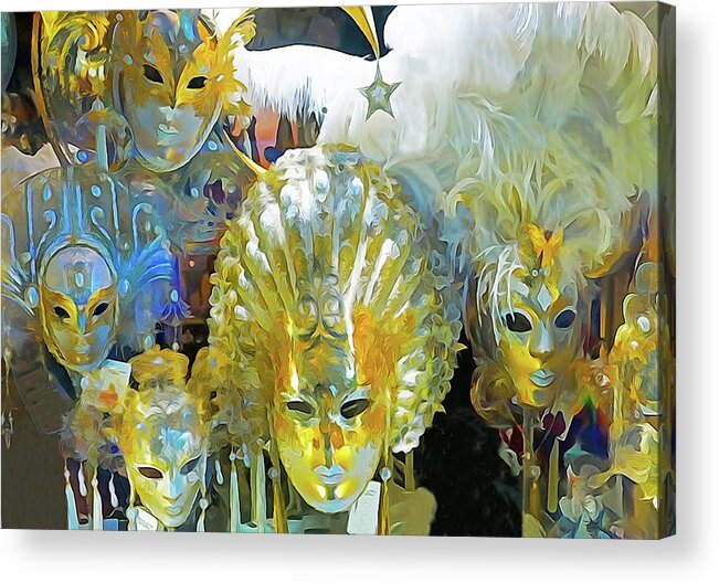 Italy Acrylic Print featuring the digital art Venice Carnival Masks by Dennis Cox