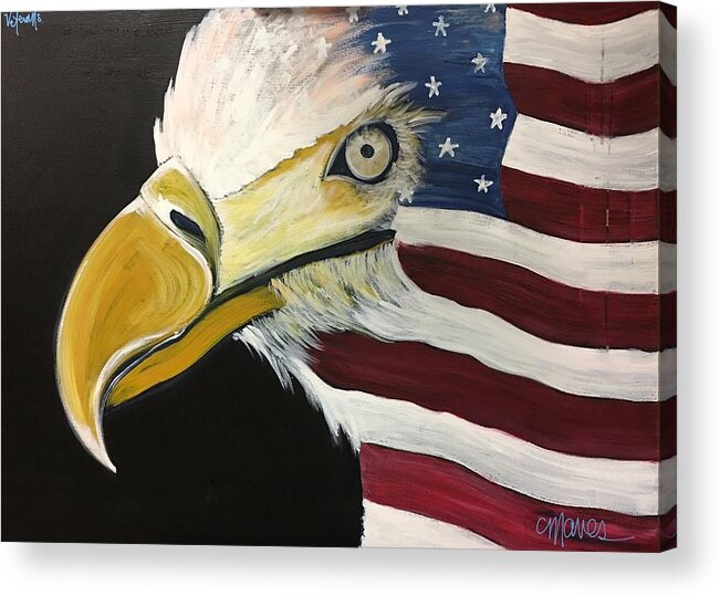 Veteran Acrylic Print featuring the painting Veteran's Day Eagle by Laurie Maves ART