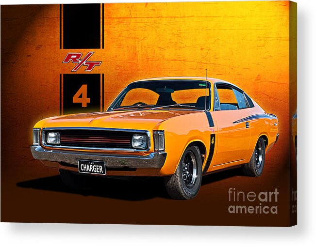 Chrysler Acrylic Print featuring the photograph VH Valiant Charger by Stuart Row