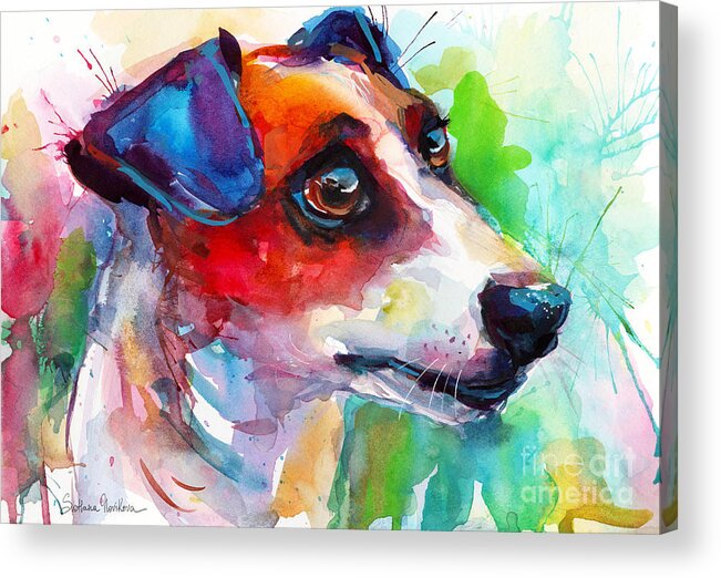 Jack Russell Acrylic Print featuring the painting Vibrant Jack Russell Terrier dog by Svetlana Novikova