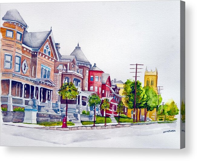 Watercolor Acrylic Print featuring the painting Victorian Fairmont, WV by Gerald Carpenter