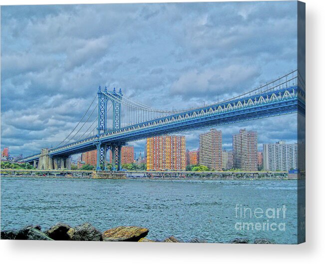 Bridge Acrylic Print featuring the photograph View of the Manhattan Bridge by Onedayoneimage Photography