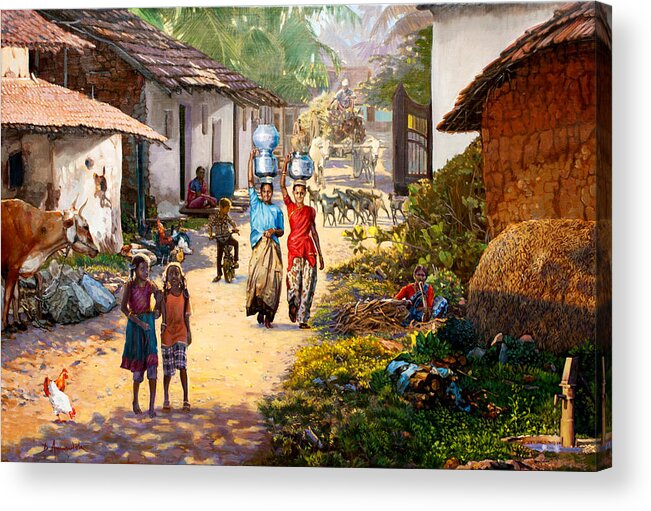 Village Scene In India Acrylic Print by Dominique Amendola - Fine Art  America
