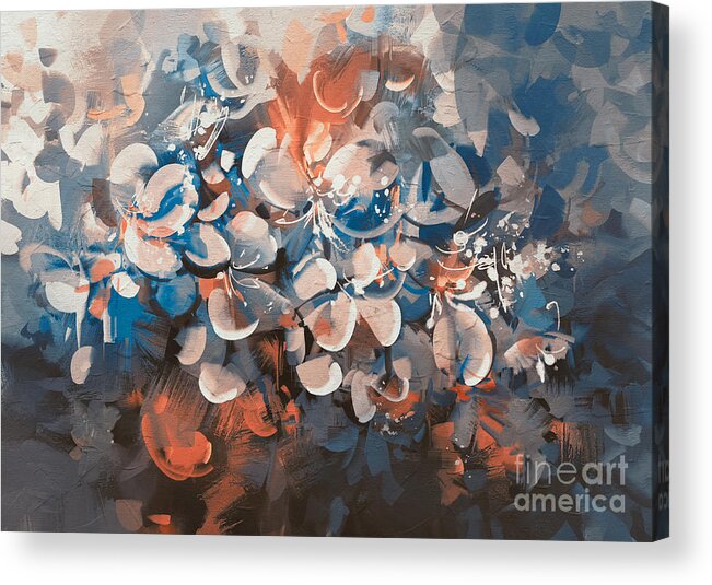 Abstract Acrylic Print featuring the painting Vintage Petal by Tithi Luadthong